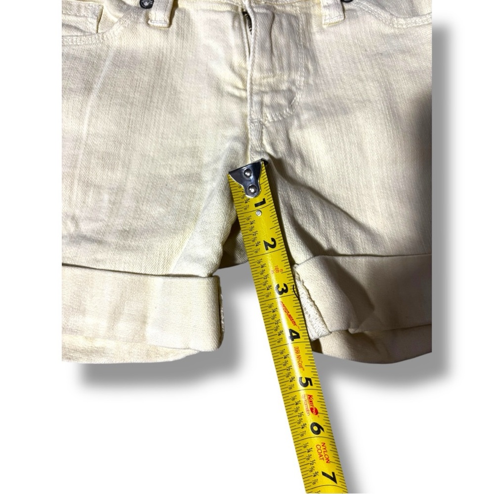 Bullhead Women's Pastel Yellow Denim Cotton Cuffed Micro Mini Shorts - Picture 10 of 12